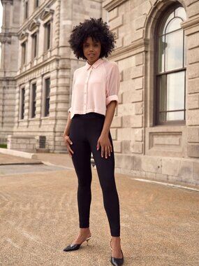 NWT Margaret M Jessica Black Biker Pant With Side Pockets